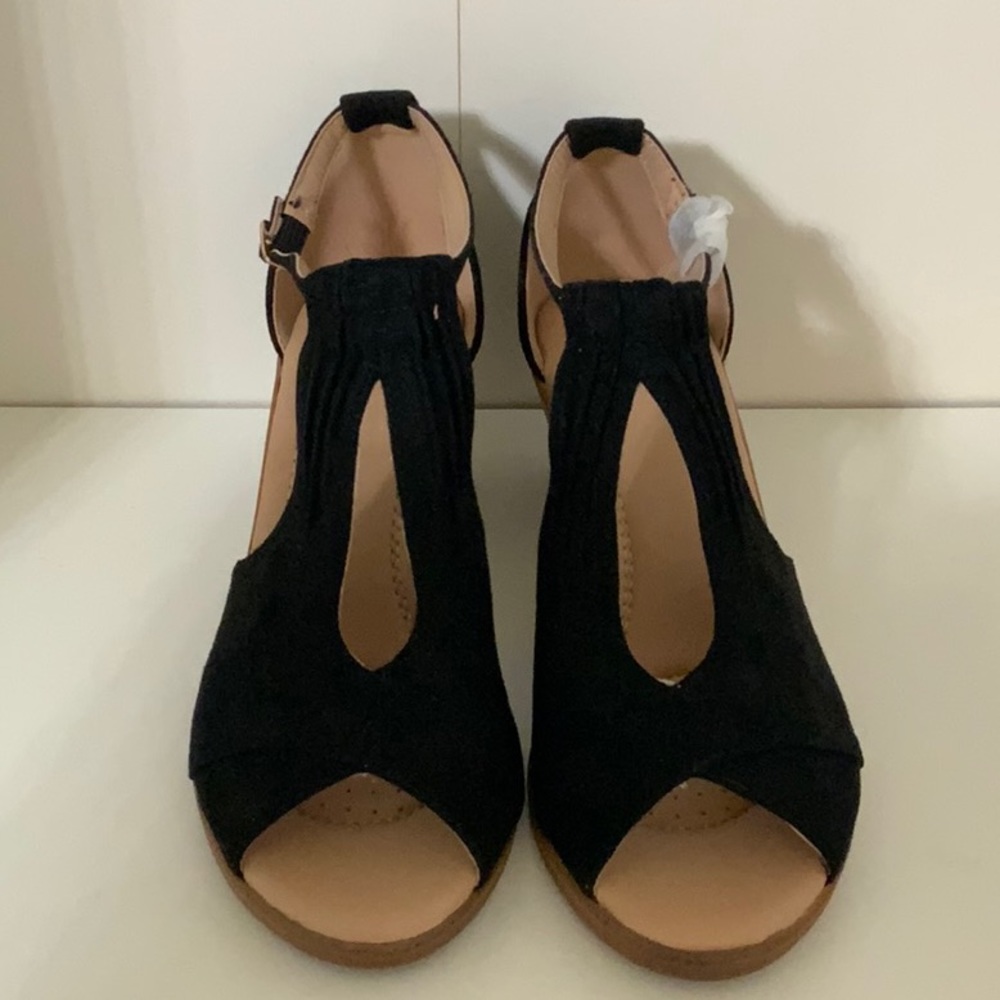Black Wedge Sandals